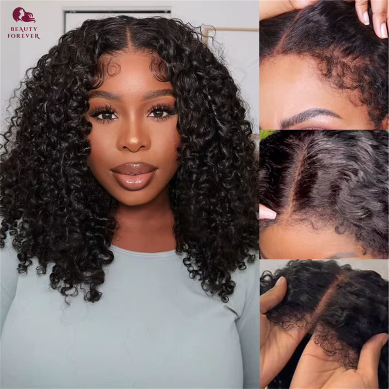 Beautyforever perruque sans colle bouclée crépue avec bords 4C 7x5 nœuds Bye Bye 3.0