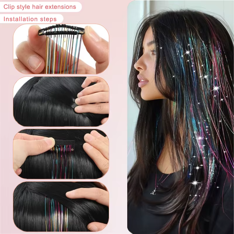 Extensions de cheveux synthétiques de 20 pouces - Ensemble de 12 accessoires