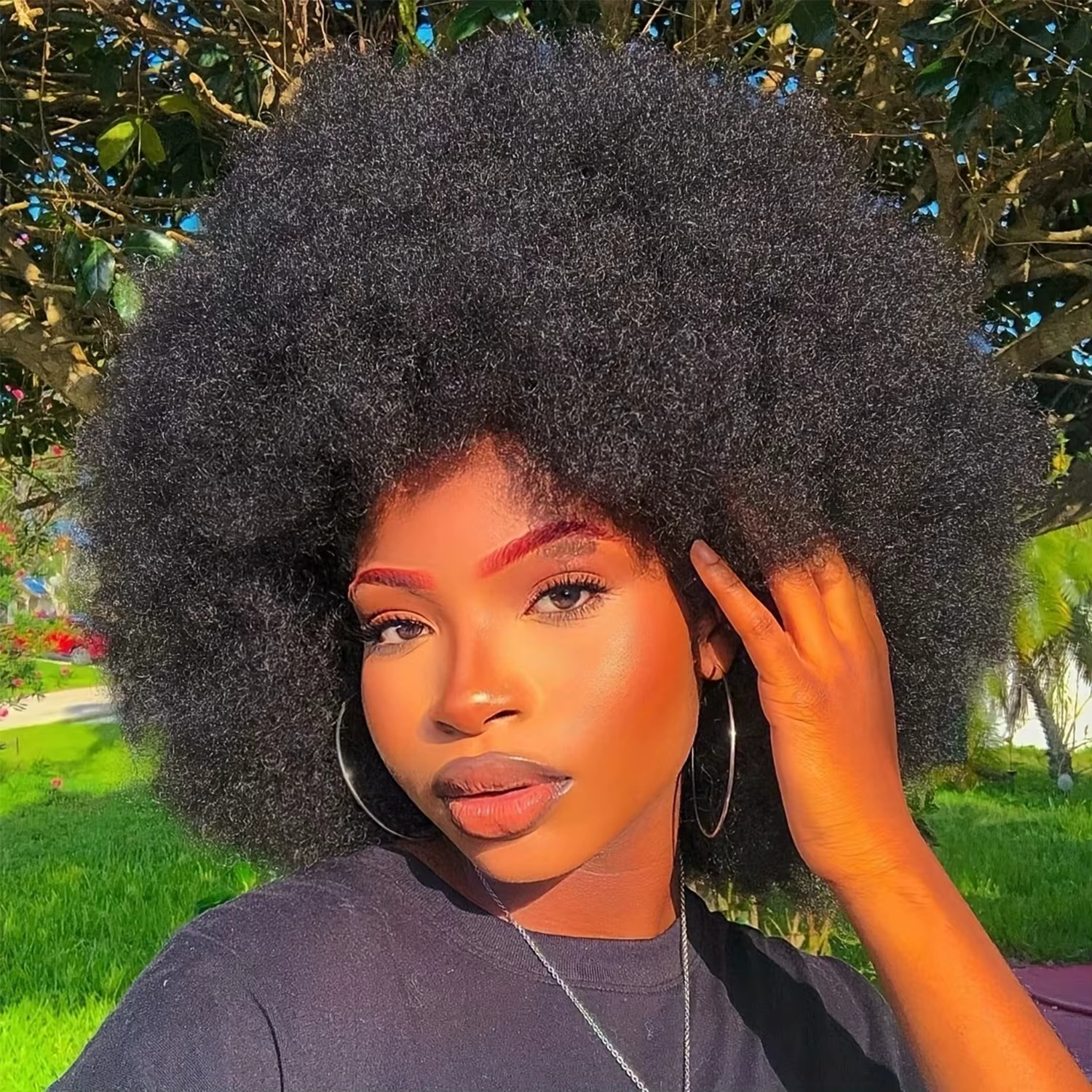 Perruques Afro pour femmes noires 14 pouces années 70