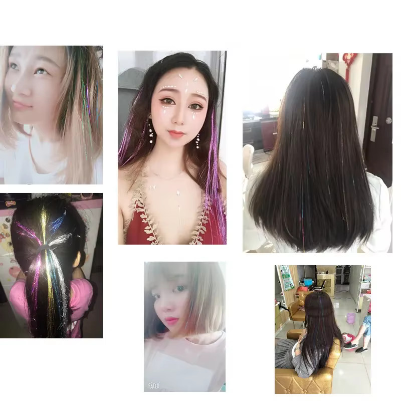 93cm coloré Bling Extension de cheveux accessoires Laser or brillant fil métallique Extensions