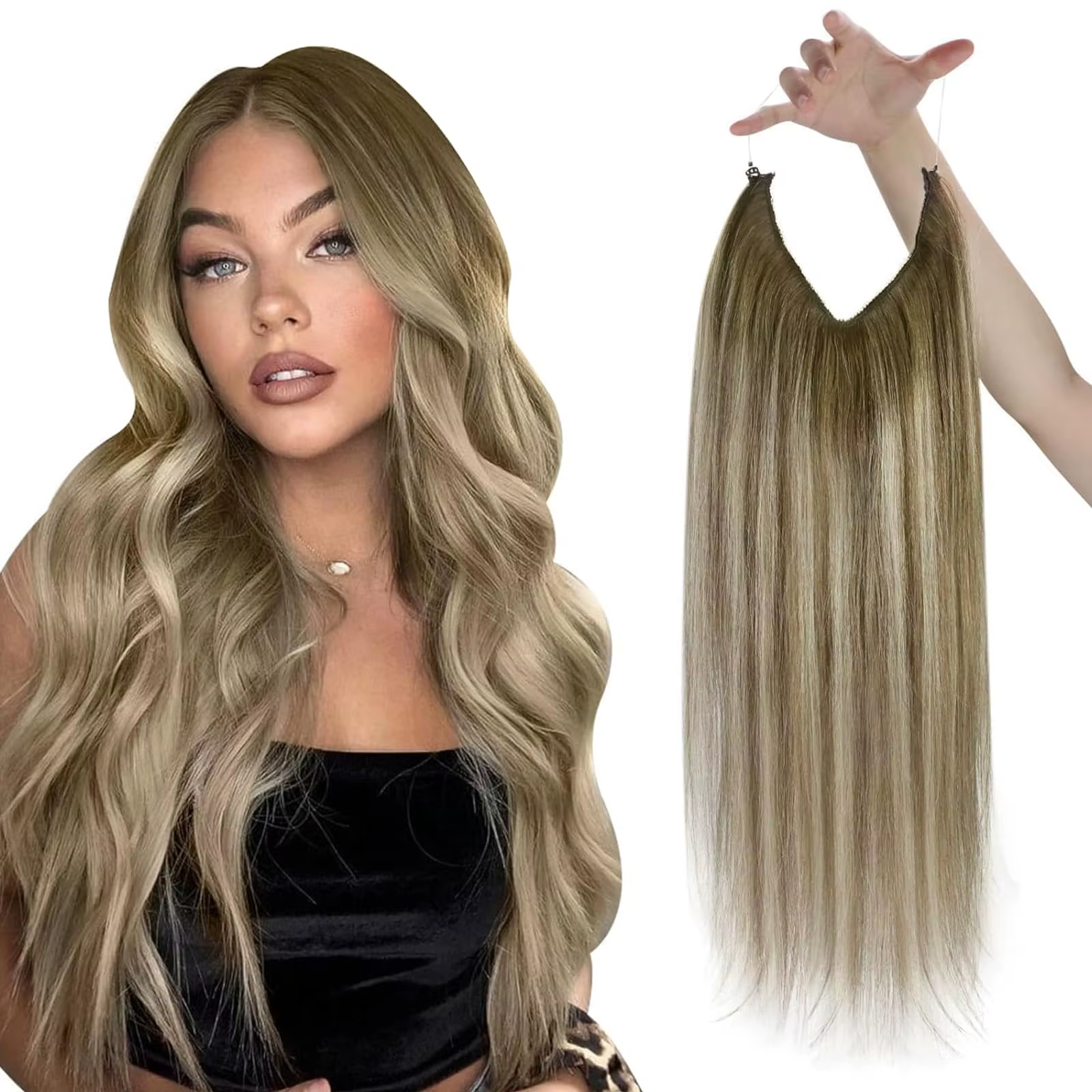 Extensions de trame de ligne de poisson une pièce 100% cheveux humains | Pour le séparation invisible et la couverture