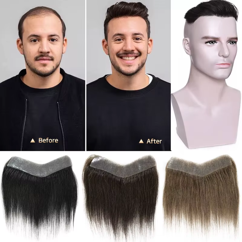 15cm 100% cheveux humains toupet droit Style V ligne