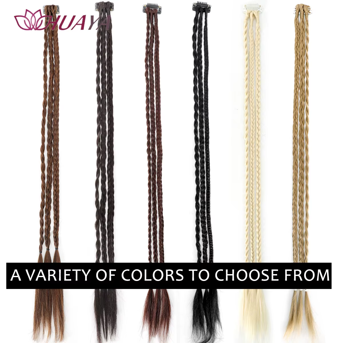 HUAYA-Tresses frontales à clipser avec 3 tresses sur chaque clip, 22 pouces de long, postiches synthétiques naturelles et douces pour Gi