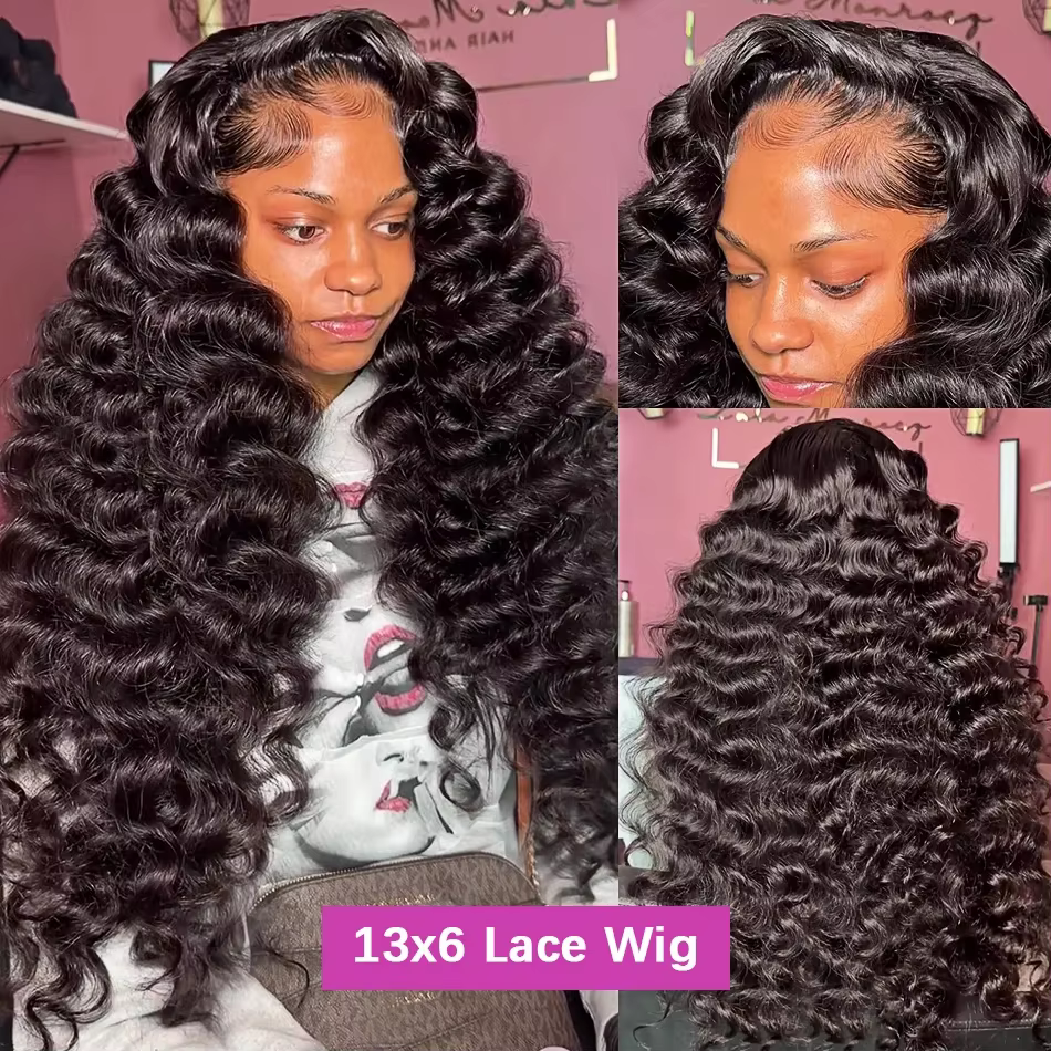 FRIZIRA 250% 30 40 pouces vague profonde lâche 13x6 HD dentelle avant perruques de cheveux humains pré plumés Wigs13x4