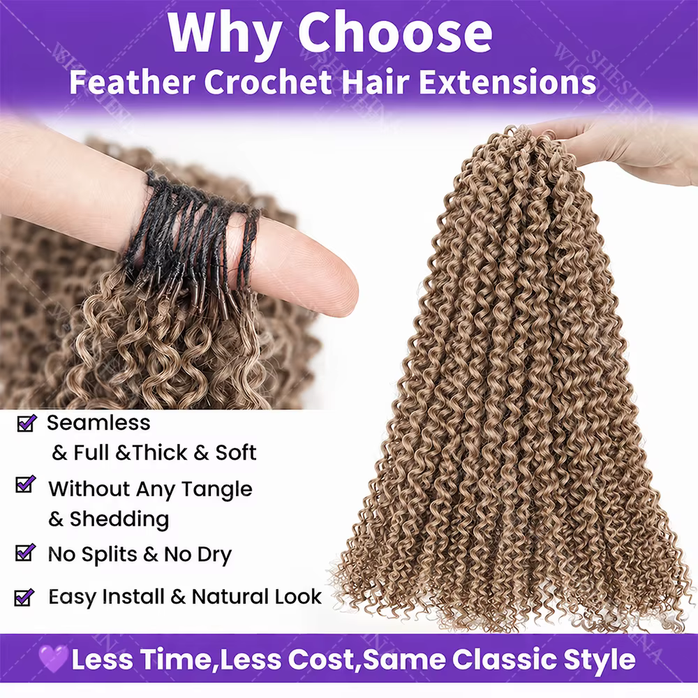 Tresses au crochet en cheveux humains Curly Feather Miracle Knots # 27 Extensions