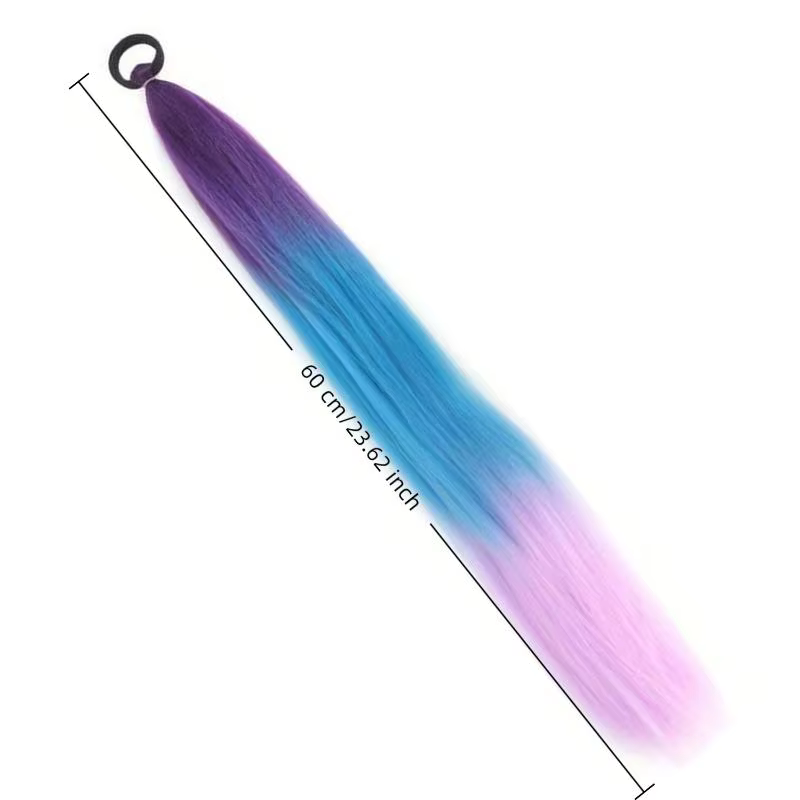 1 pièce d'extension de queue de cheval synthétique colorée avec élastique