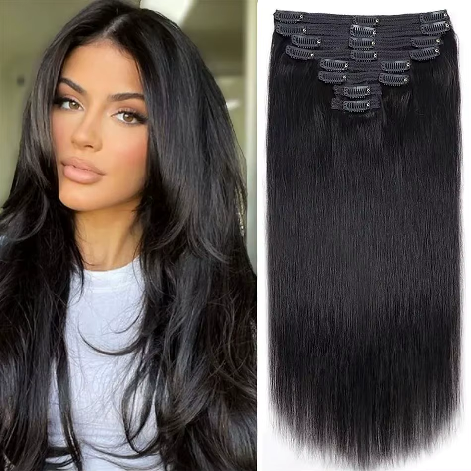 Extensions de cheveux lisses à clips