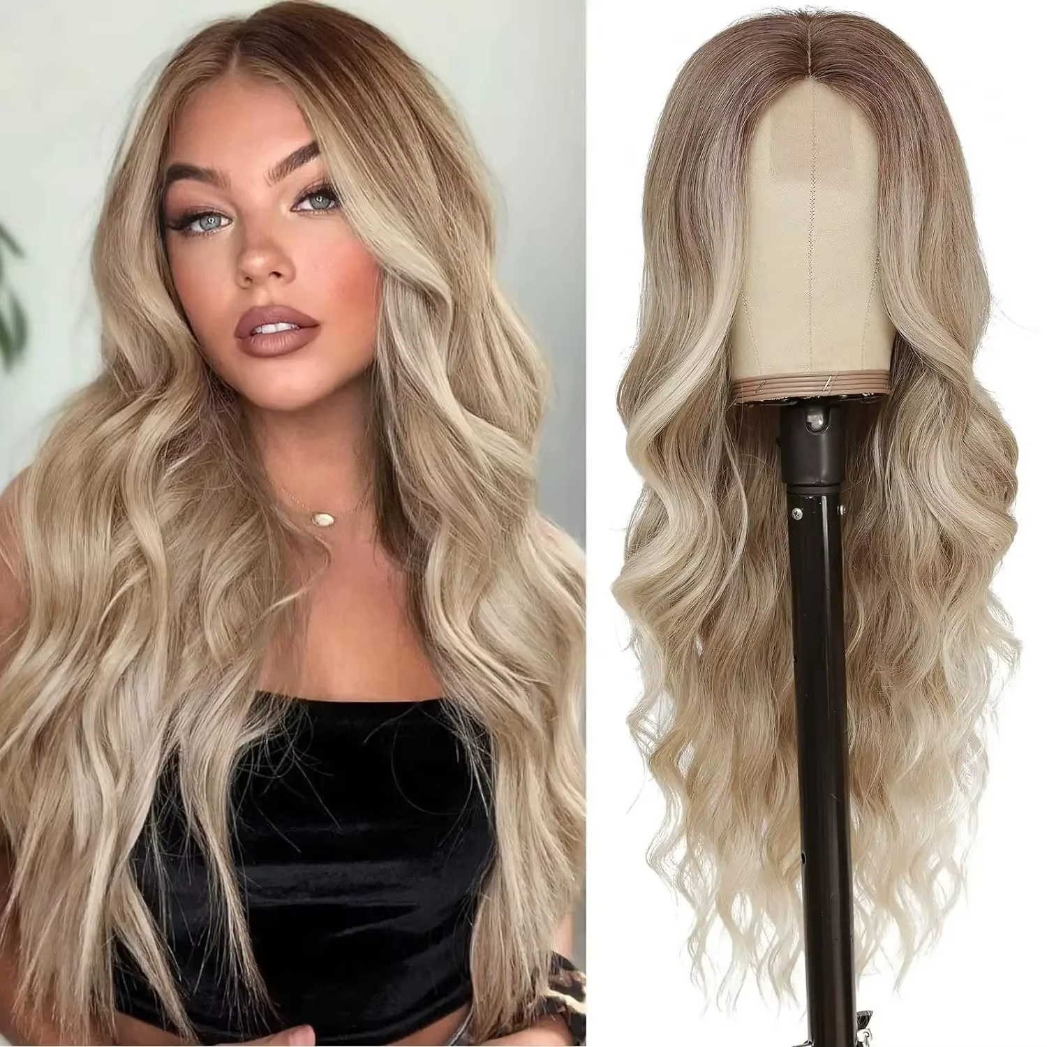 Perruque Lace Wig synthétique longue en soie mate