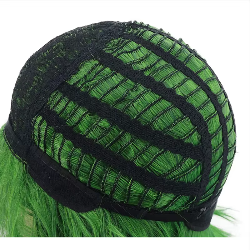 HAIRJOY Perruque synthétique courte bouclée verte pour femmes et hommes