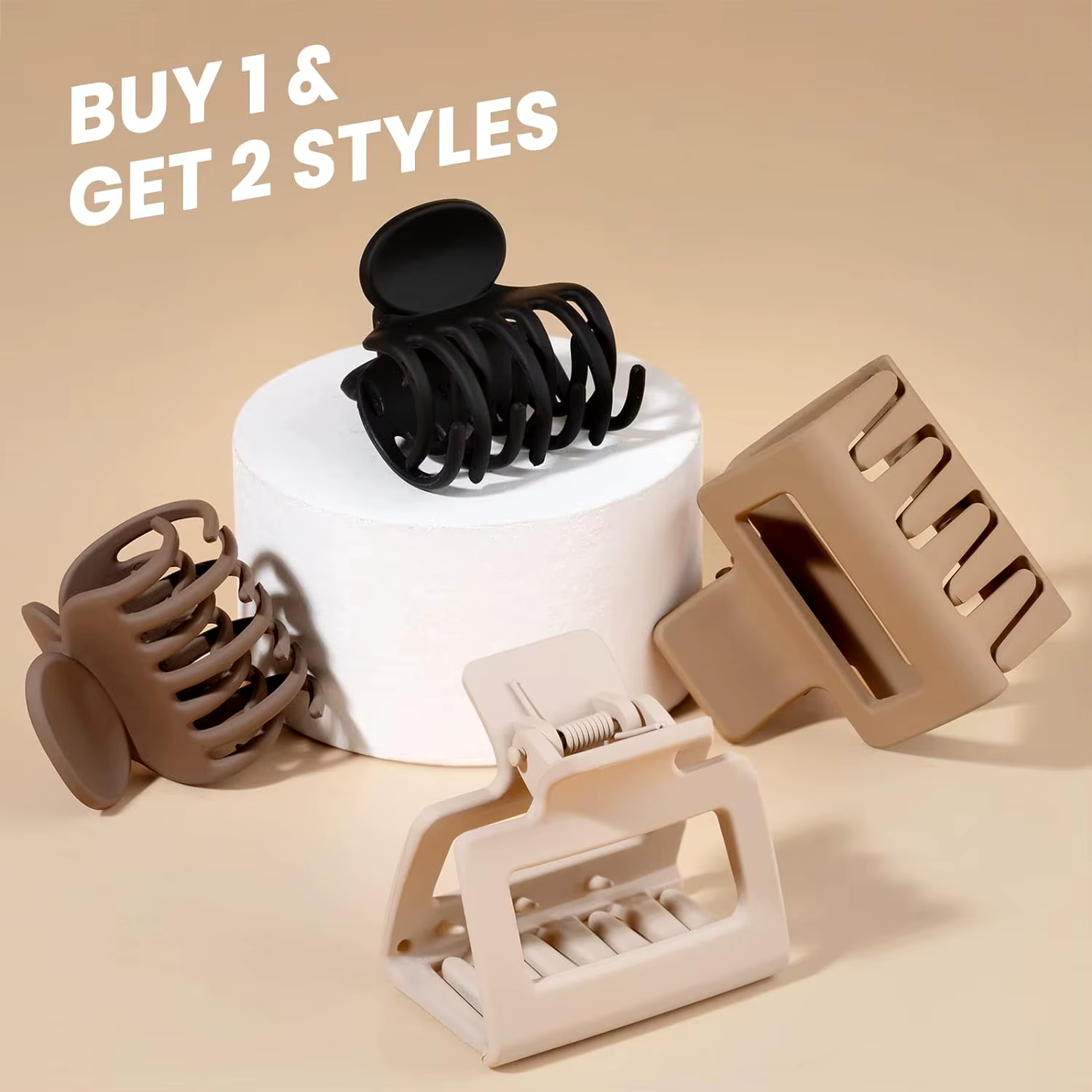 8 pièces pinces à cheveux edium pour femmes mat 2 "rectangle et 1.6" dents à Double rangée petites