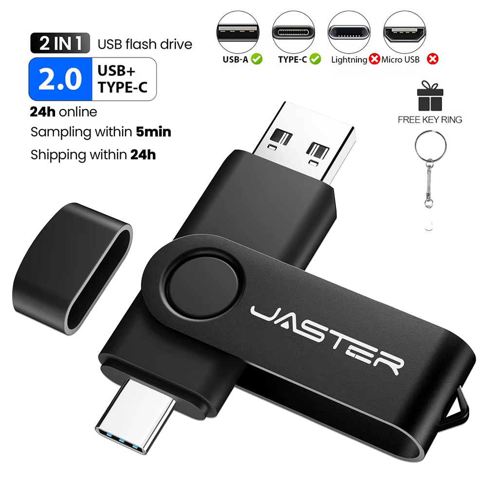 Extensions de téléphone OTG, clé USB de capacité réelle, clé USB avec Logo personnalisé gratuit, avec porte-clés, disque U 64 go/32 go/16 go