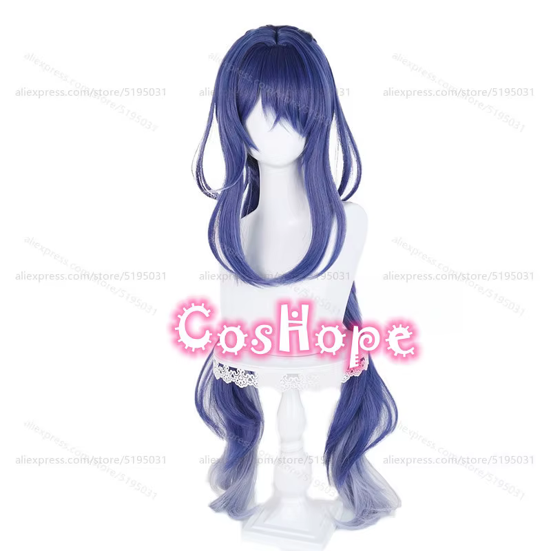 Lauma Cosplay perruque 100 cm longue bleu dégradé