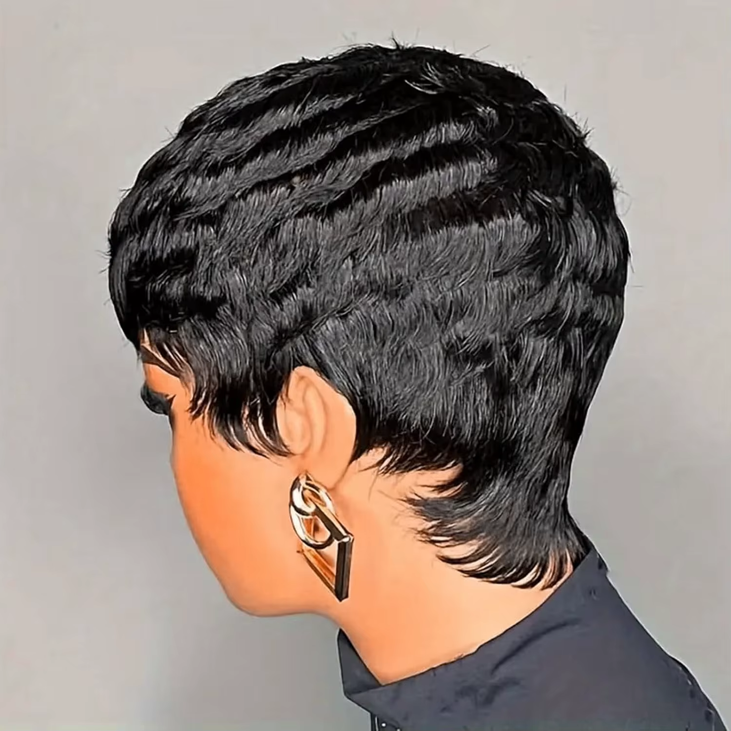 Perruque Brésilienne Naturelle Remy Coupe Pixie, Cheveux Courts, Pré-Plumés, Faite à la Machine, Bon Marché, pour Femme Africaine