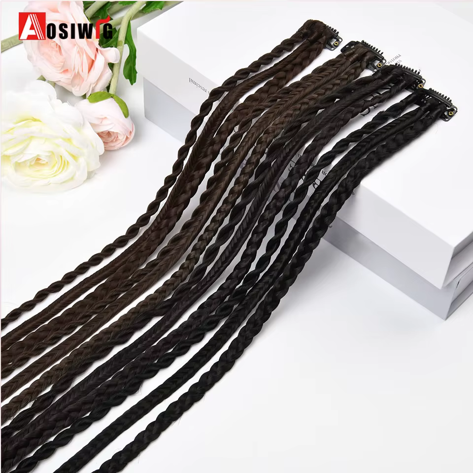 Extensions capillaires synthétiques longues à Clip tressé