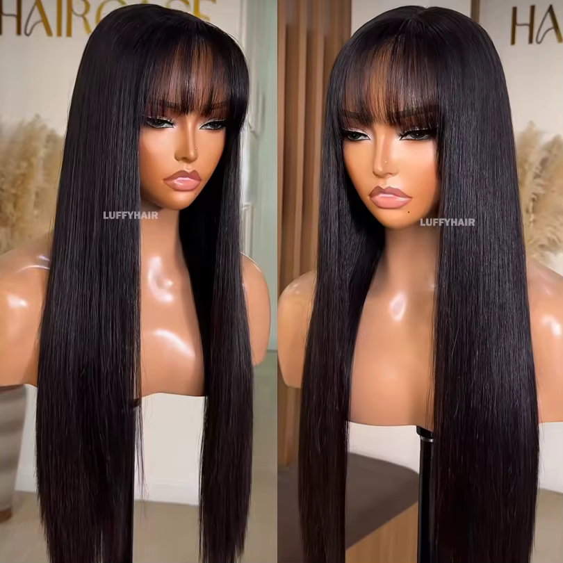 Perruque Full Lace Wig naturelle soyeuse avec frange