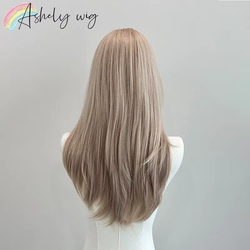 Perruque synthétique blonde avec frange pour femme