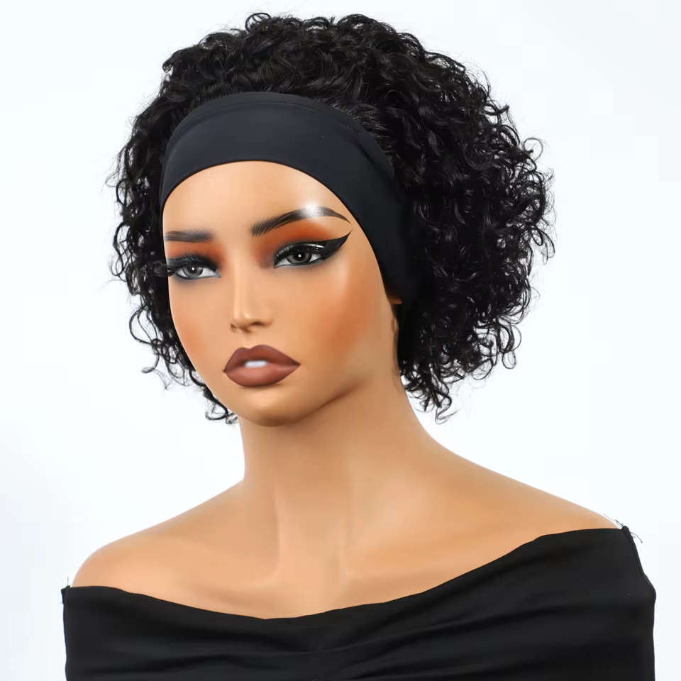 Perruque bandeau bouclée bob brésilien noir naturel