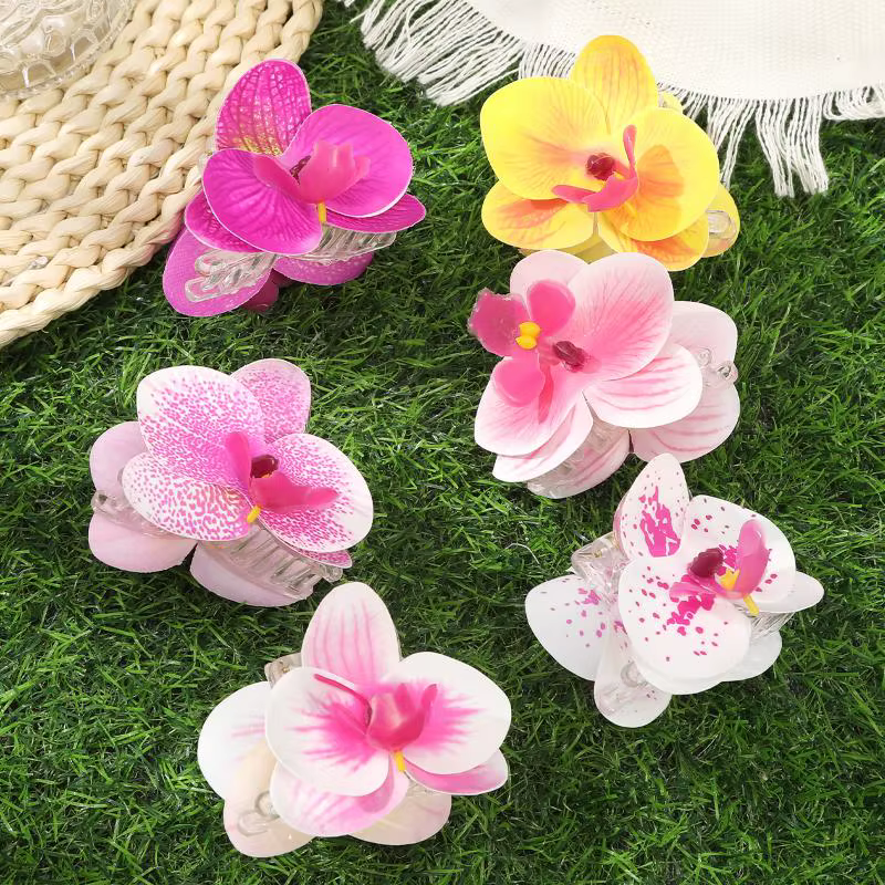 Pince à cheveux 7 cm avec fleurs artificielles