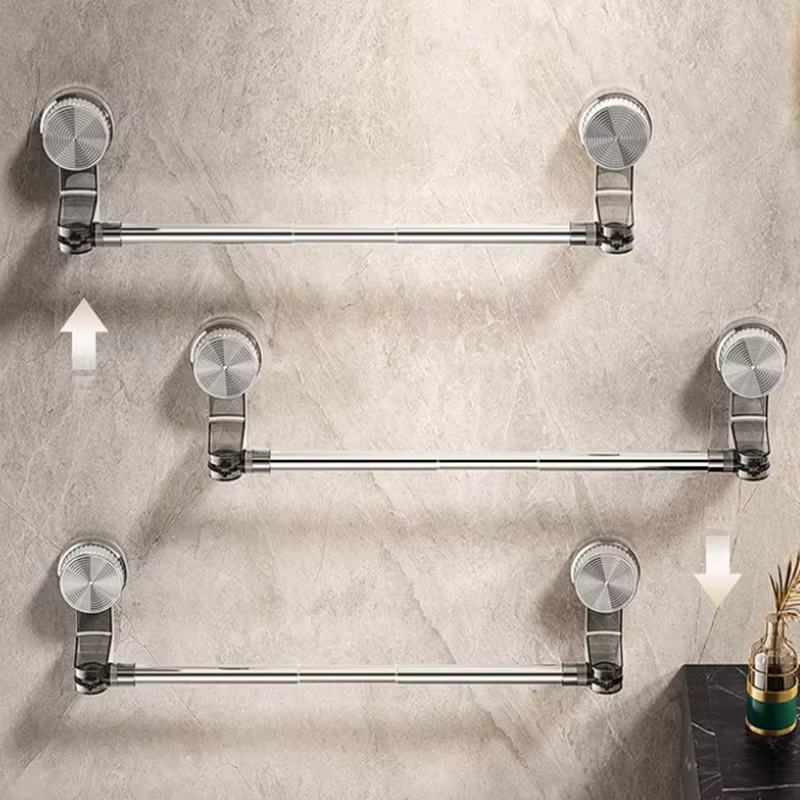 Barre à serviettes télescopique à ventouse, support d'angle rotatif à ventouse, étagère de salle de bain sans perçage