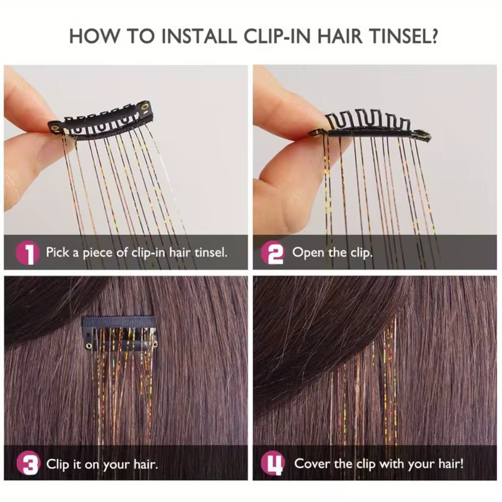 Extensions de cheveux à clipser unisexes