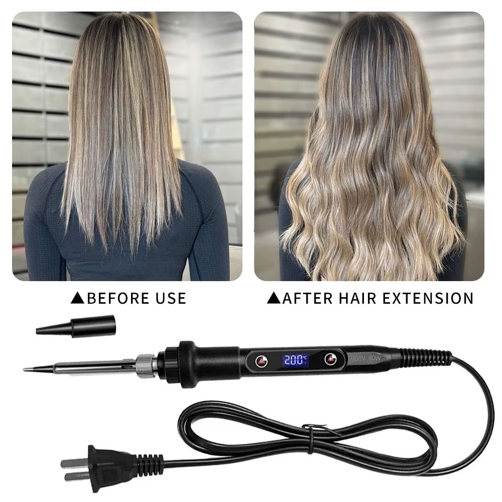 Machine de fer d'extension de cheveux numérique pour pointes de kératine