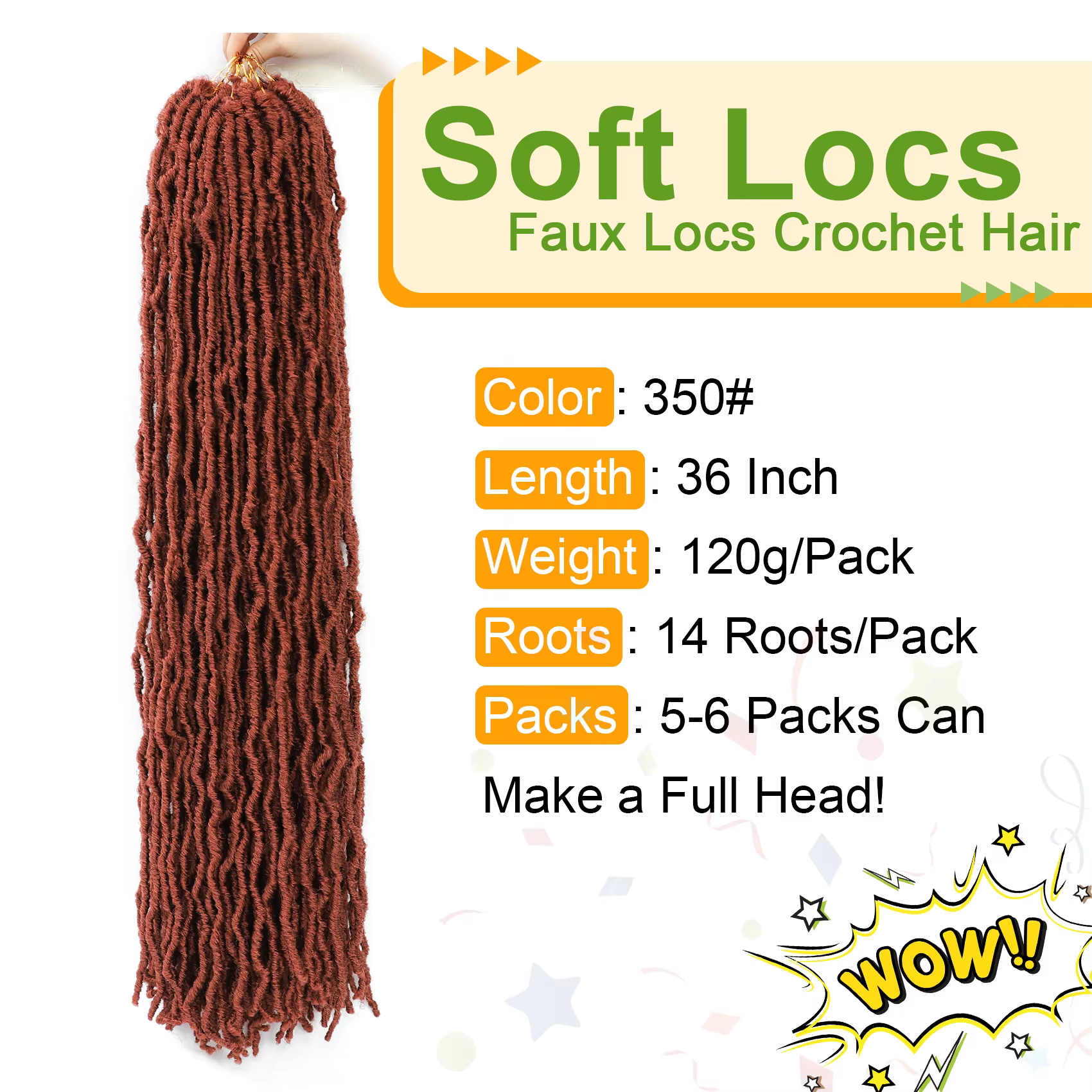 Karida 36 pouces Faux Locs Crochet Extensions de cheveux pour les femmes synthétiques doux