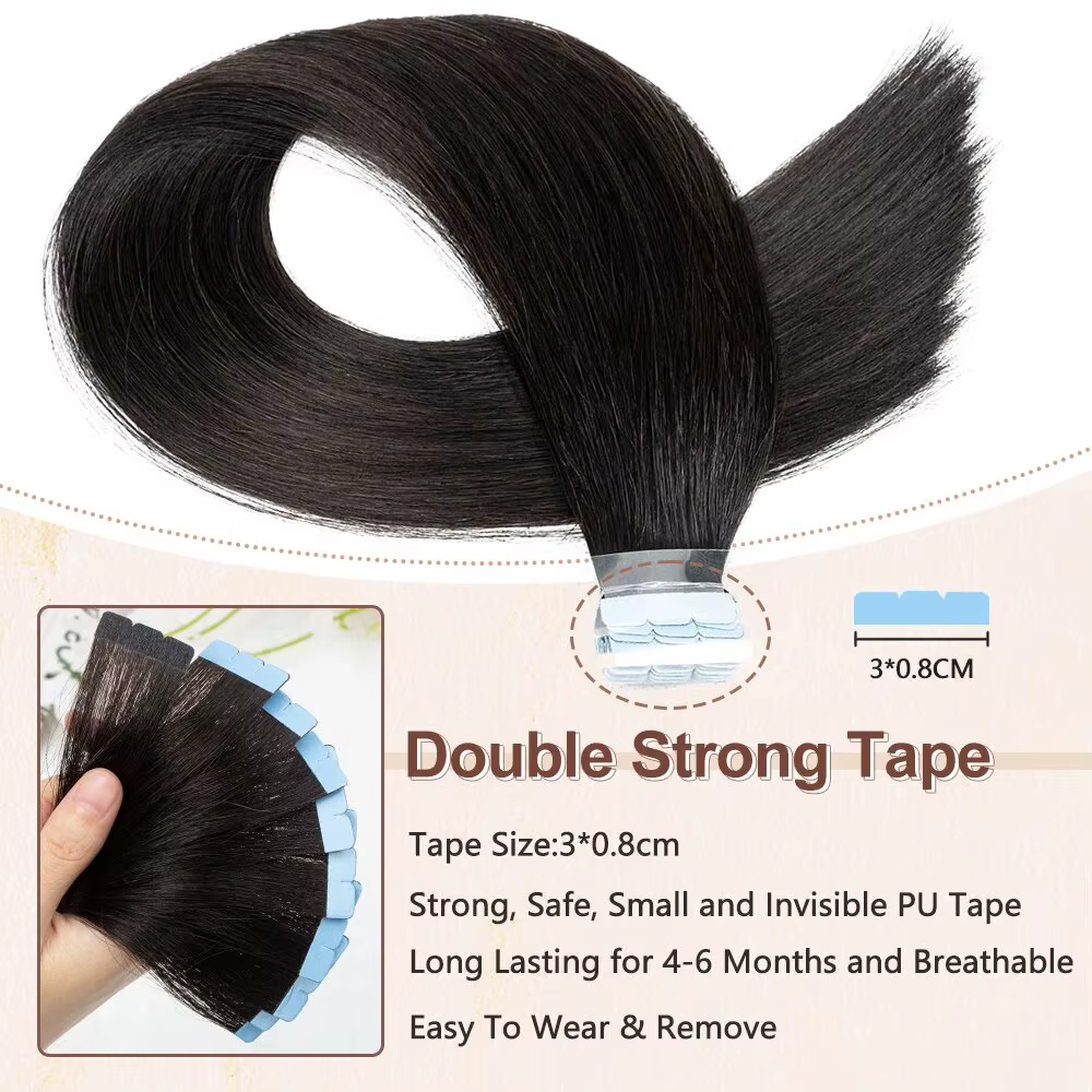 Extensions de cheveux humains naturels invisibles à la kératine