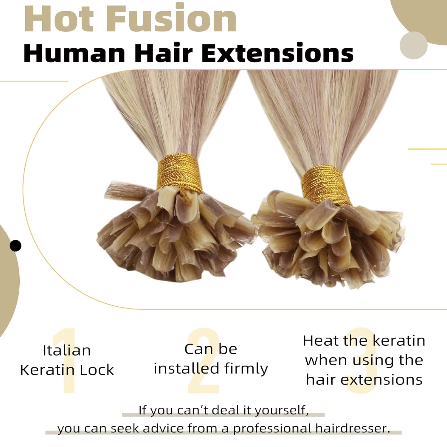 Extensions de cheveux Ugeat U Tip Capsules Kératine Pré-collées