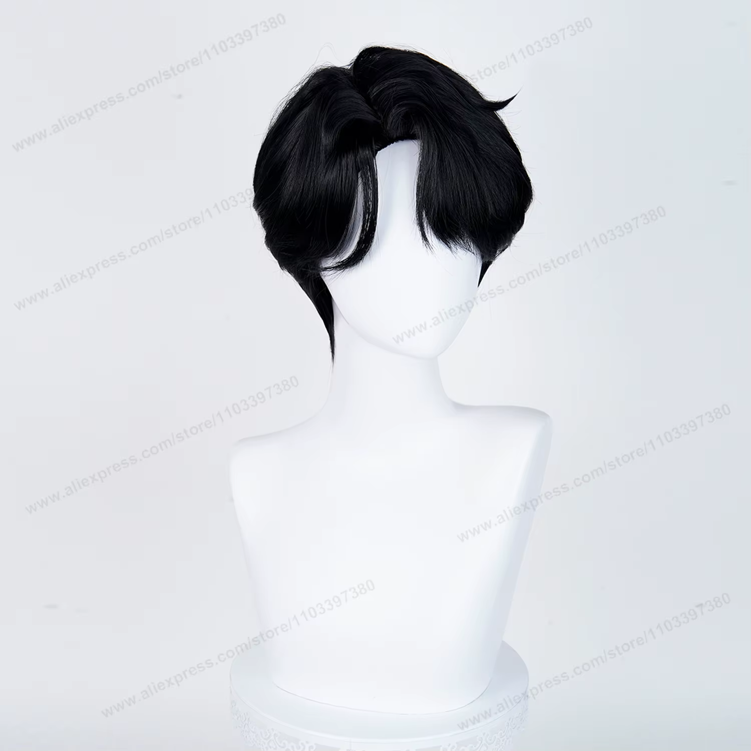 Saja Boys Jinu Cosplay perruque synthétique 28 cm court noir hommes cheveux Anime résistant à la chaleur perruques