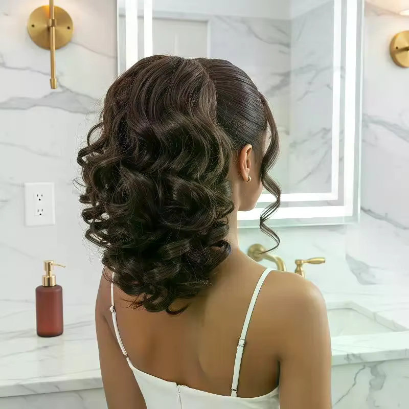 Extensions de queue de cheval synthétiques courtes et bouclées avec cordon de serrage, extensions de cheveux à clipser, chignon élégant pour usage quotidien, accessoires pour cheveux