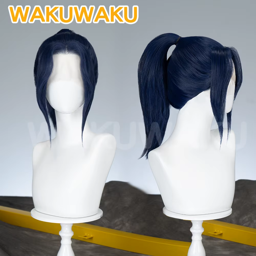En STOCK Caitlyn avant dentelle perruque Anime Arcane Cosplay WakuWaku femmes bleu foncé cheveux longs 50 cm