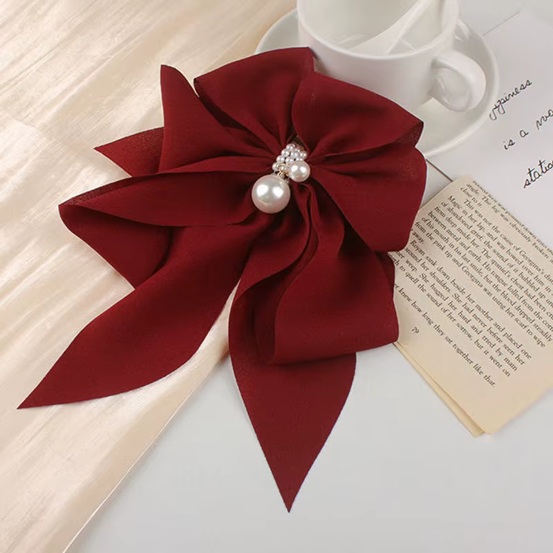 Pince à Cheveux Élégante en Satin de Couleur Unie pour Fille