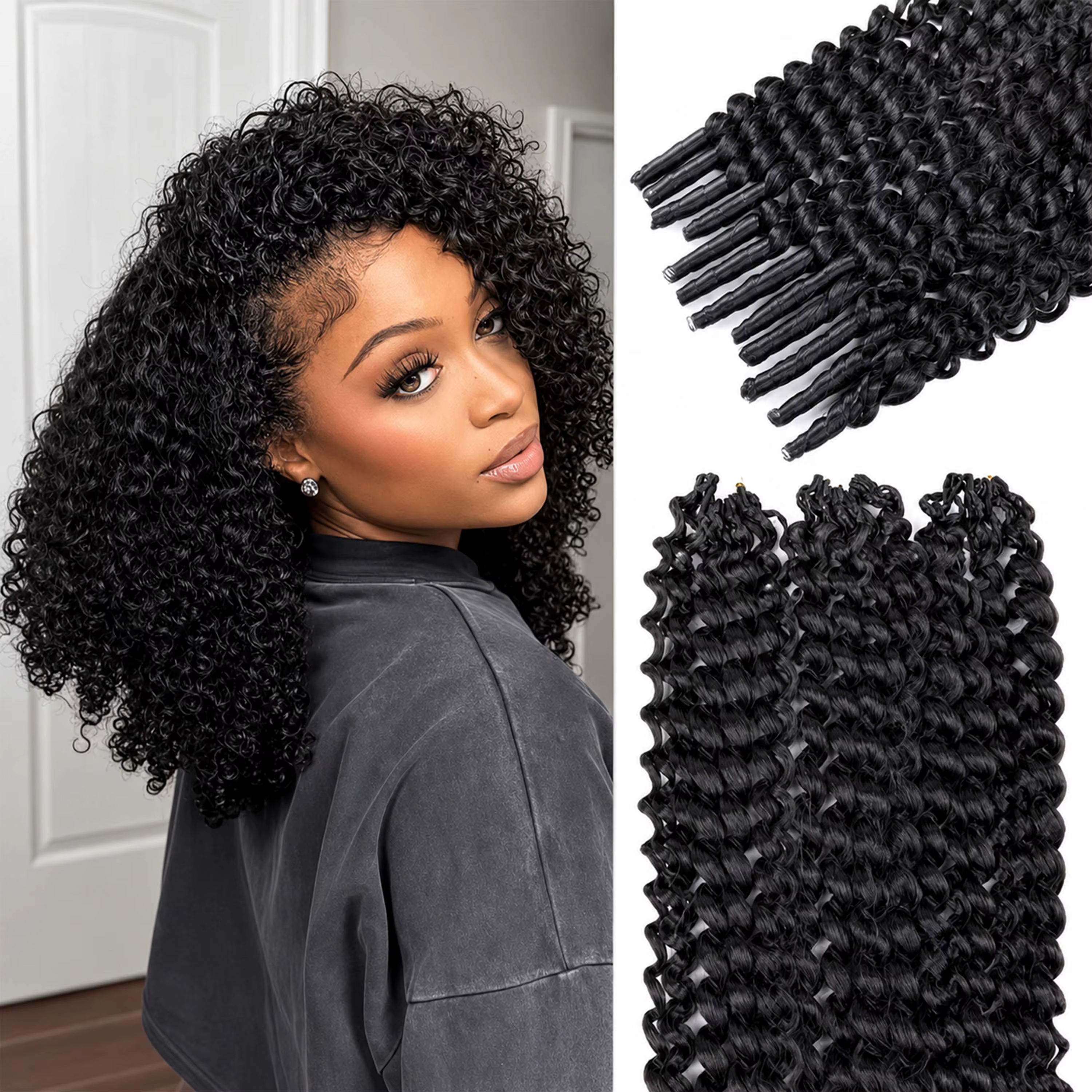 Extensions de cheveux en plumes africaines pour femmes, tresses bouclées birmanes au crochet, boucles en spirale, fibres synthétiques tressées lâches
