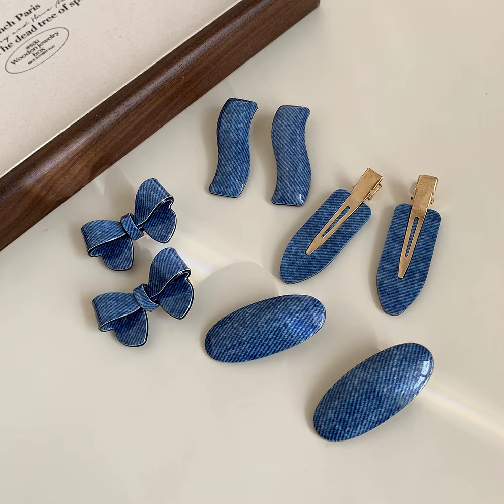 Pince à cheveux série Denim bleu