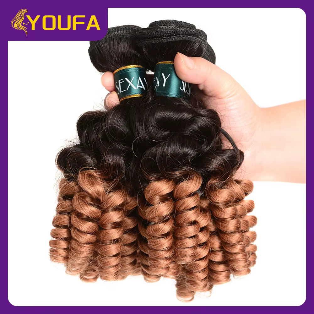 Ombre blond foncé Funmi cheveux humains bouclés paquet unique 100% tissage