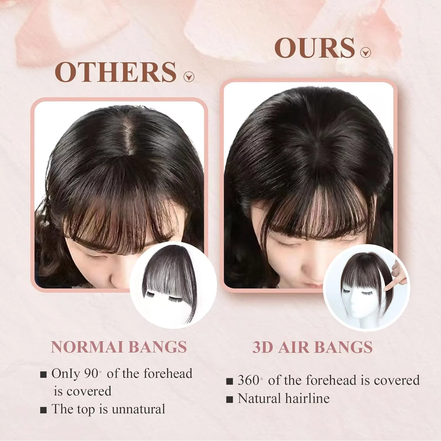 Complément capillaire droit en cheveux naturels pour femmes