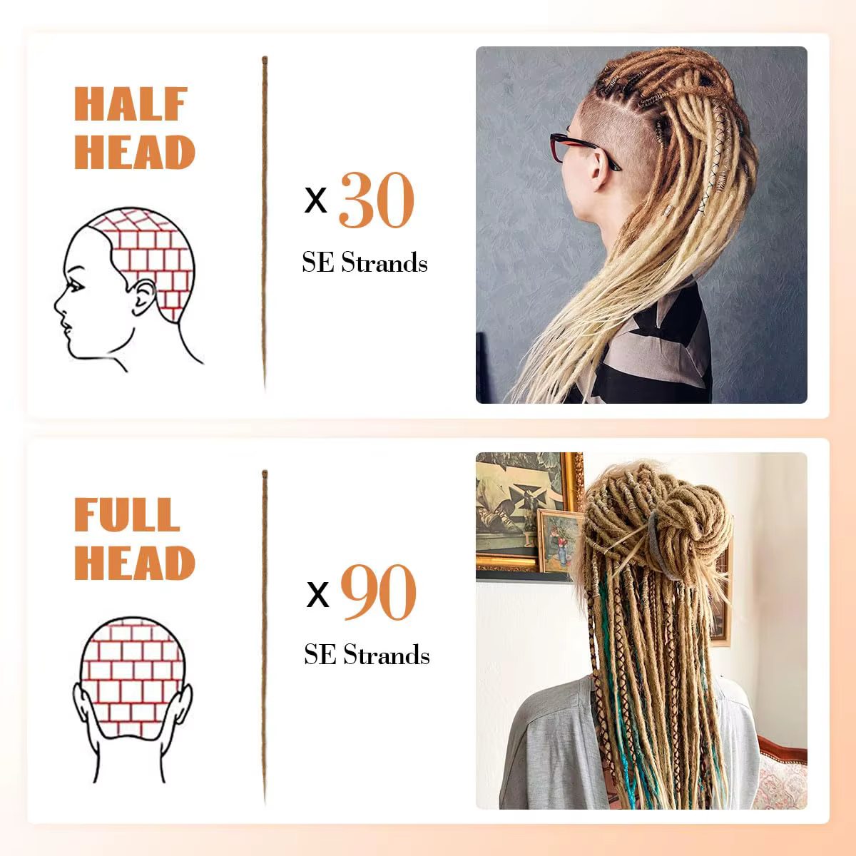Extensions capillaires synthétiques Dreadlock de 24 pouces