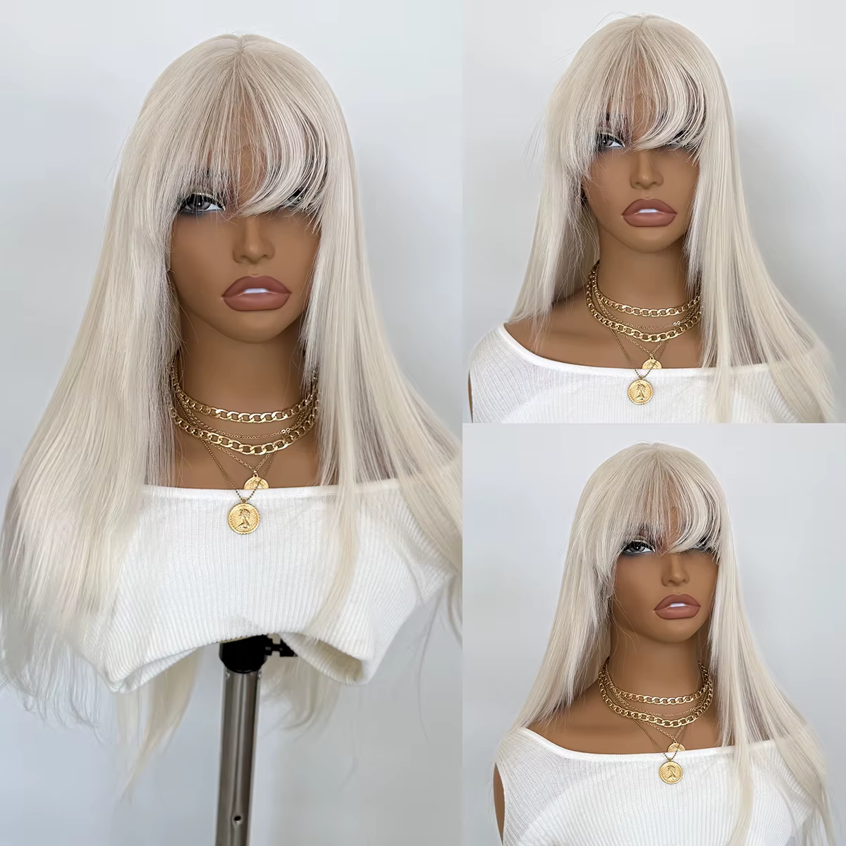 Perruque Lace Front Wig synthétique Blonde platine