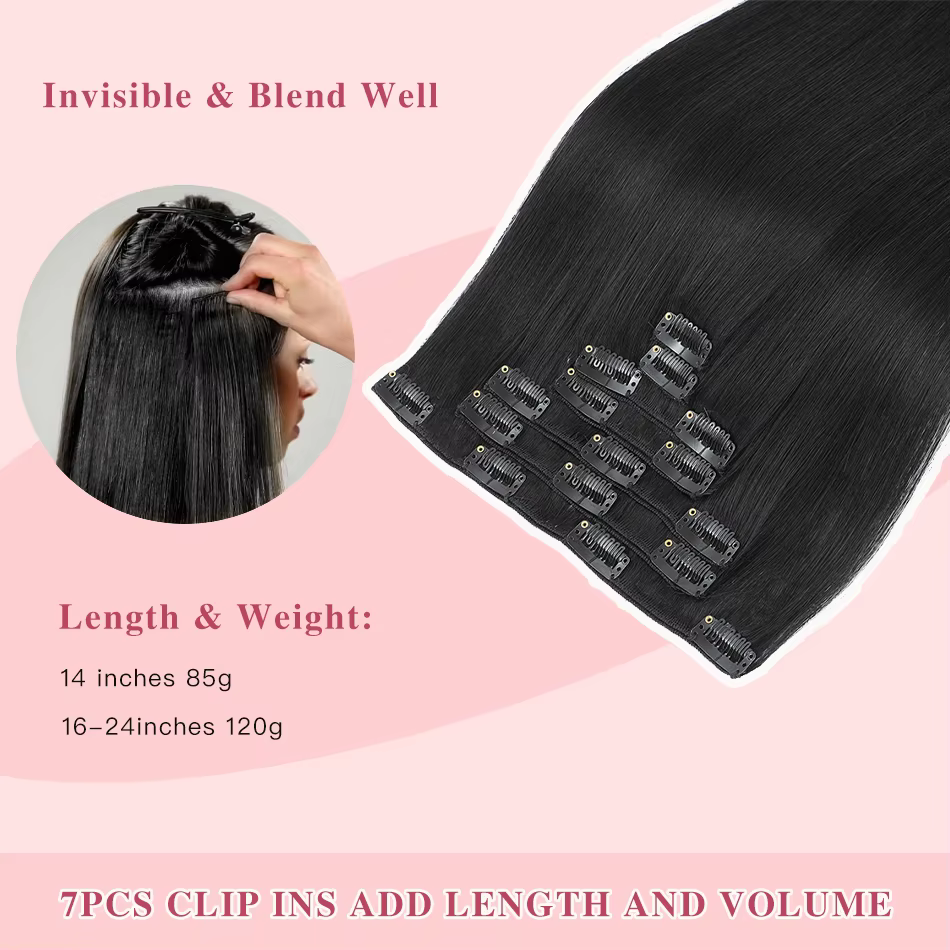 Extensions de cheveux à clipser 85-120g