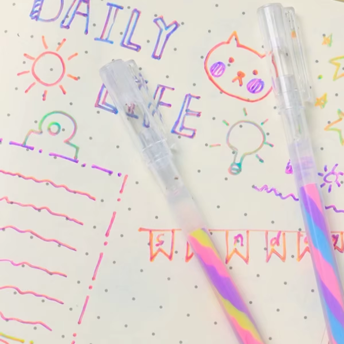 Ensemble de stylos surligneurs en Gel à paillettes, 6 pièces, couleurs vives de 1.2mm, écriture fluide, parfait pour les journaux, l'artisanat de bricolage, les cartes de vœux,