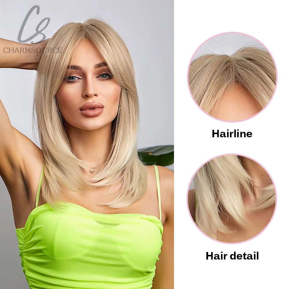 Perruque synthétique lisse et naturelle