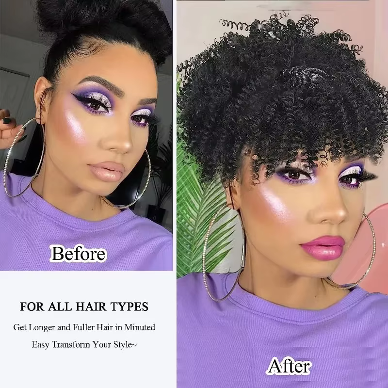 Perruque Afro Bouffante avec Frange pour Femme Noire
