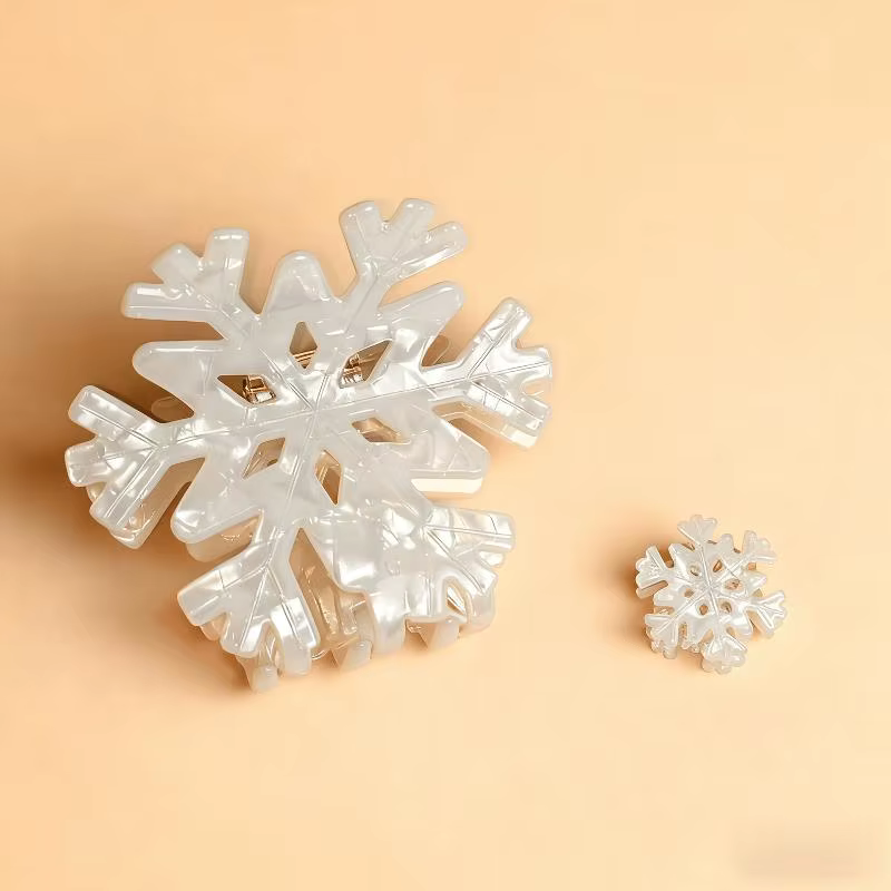 1/3 pièces flocon de neige de noël acrylique griffe de cheveux hiver romantique