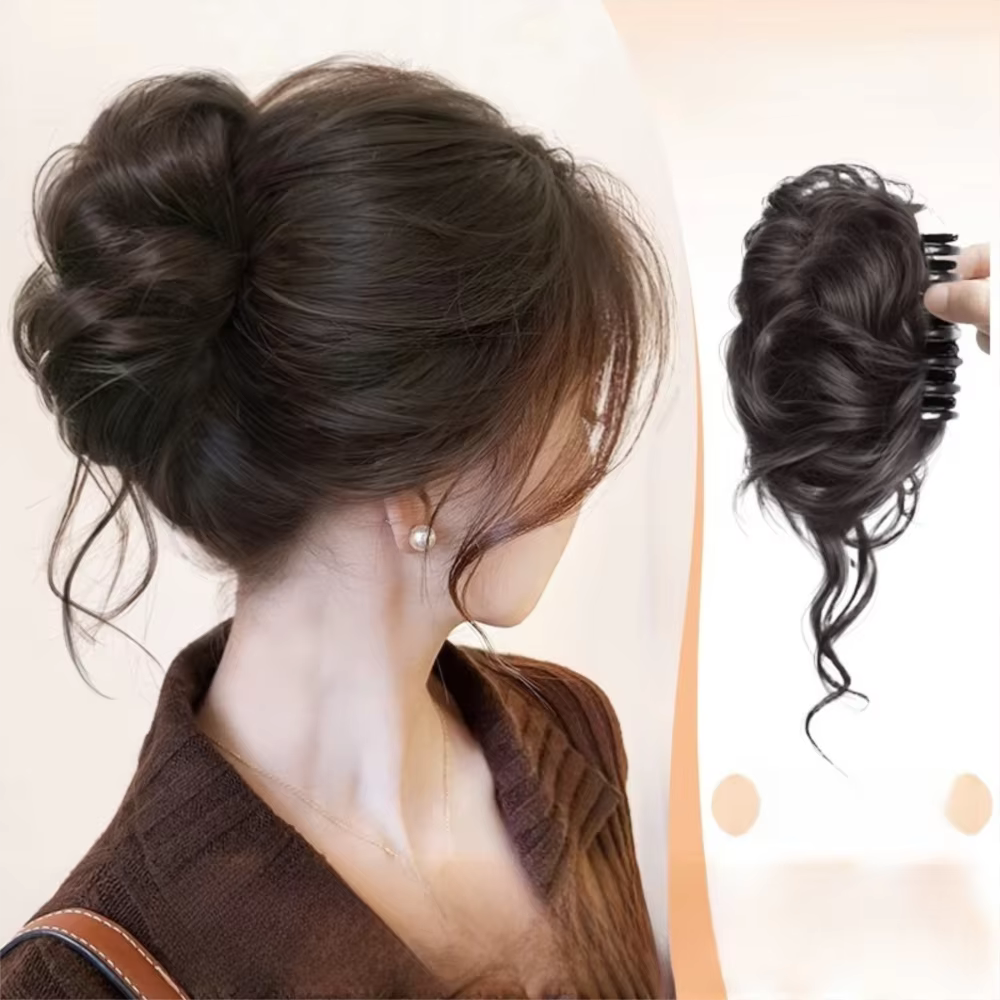 Nouveau cheveux synthétiques chignon griffe pince naturel moelleux