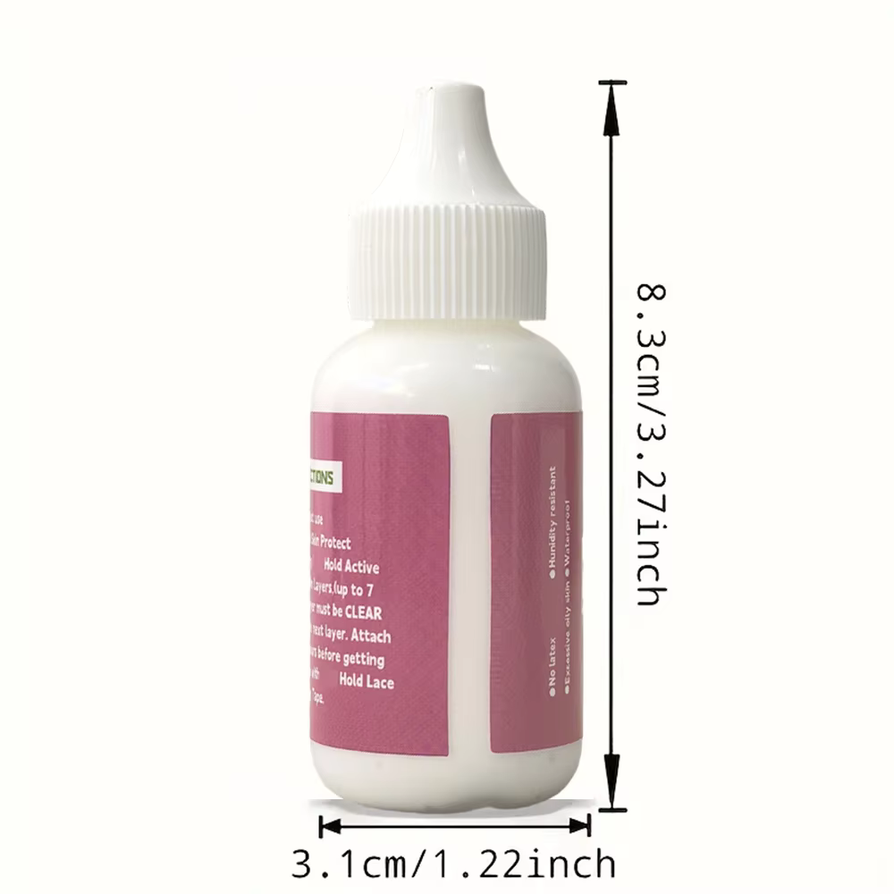 Colle pour perruque en dentelle - 1,3 oz, colle liquide imperméable pour perruques, colle invisible pour perruques, colle adhésive pour perruques à tenue forte et longue durée, colle blanche