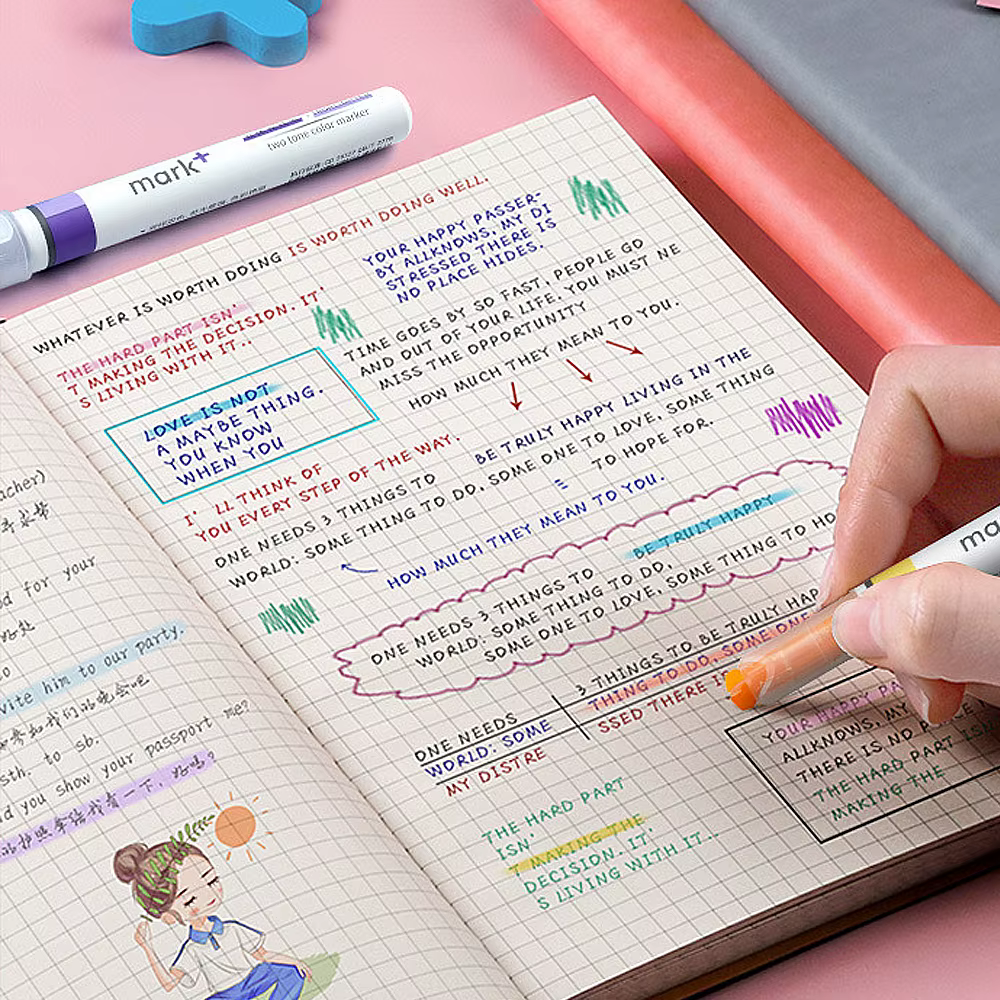 Marqueurs de couleur pastel à double ligne, ensemble de stylos surligneurs, marqueur textmarker, mignon, brillant, Boligrafo, Kawaii Papelaria