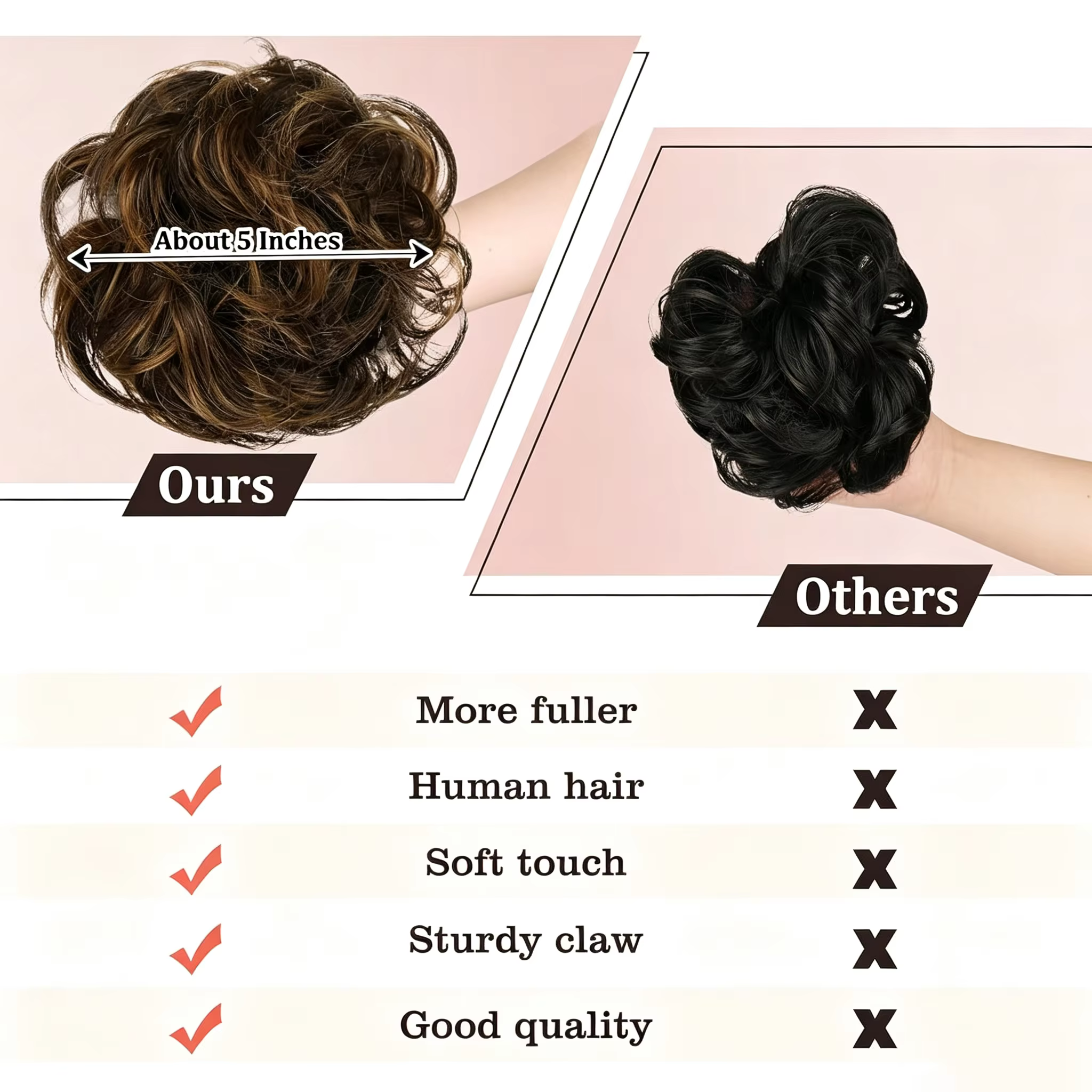 Pince à griffes Chignon désordre morceau de cheveux 100% vrais