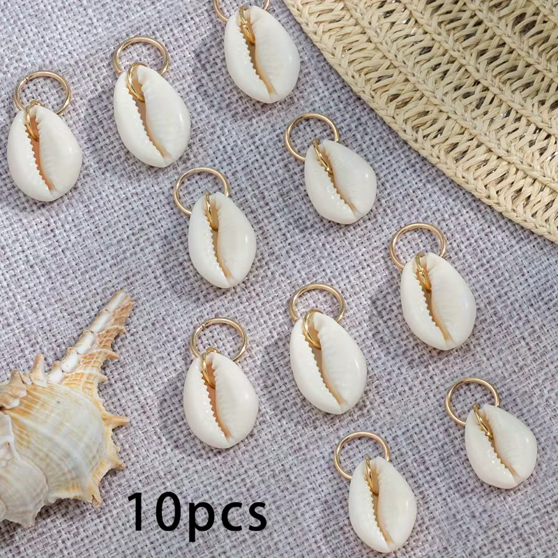 10 pinces à cheveux coquillage pour dreadlocks, extensions de tresses, DIY, plage, festival, usage quotidien, antidérapantes, légères, durables, avec pendentif en métal
