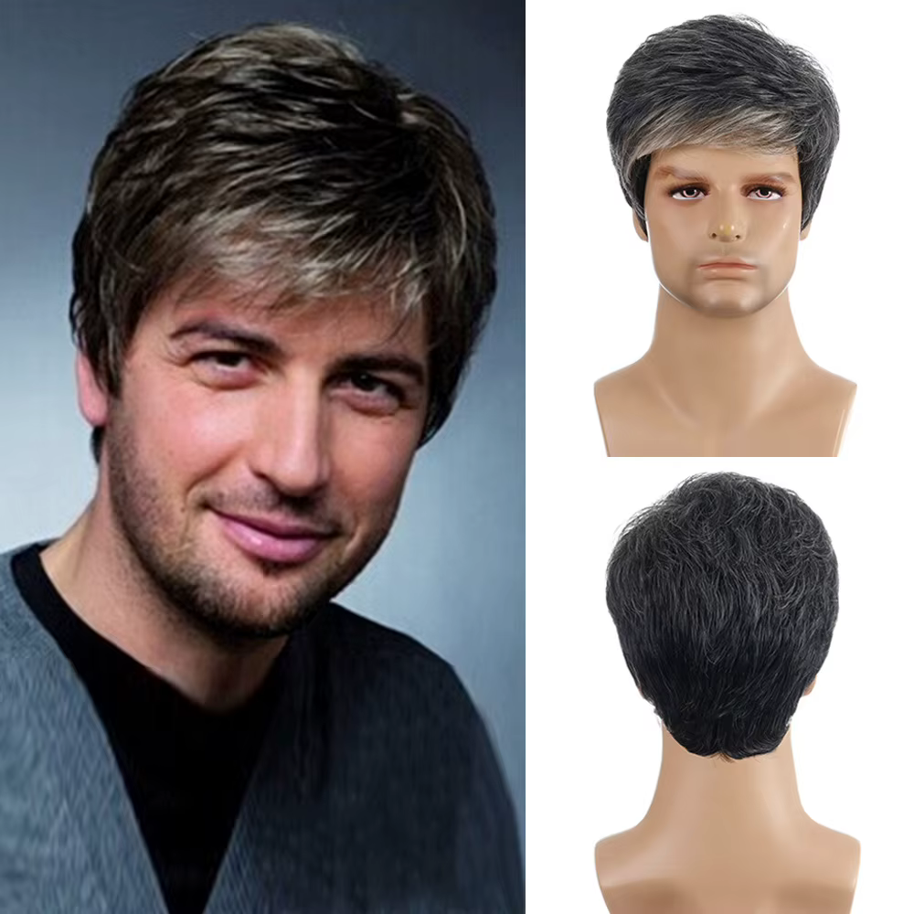 Perruque synthétique courte pour homme