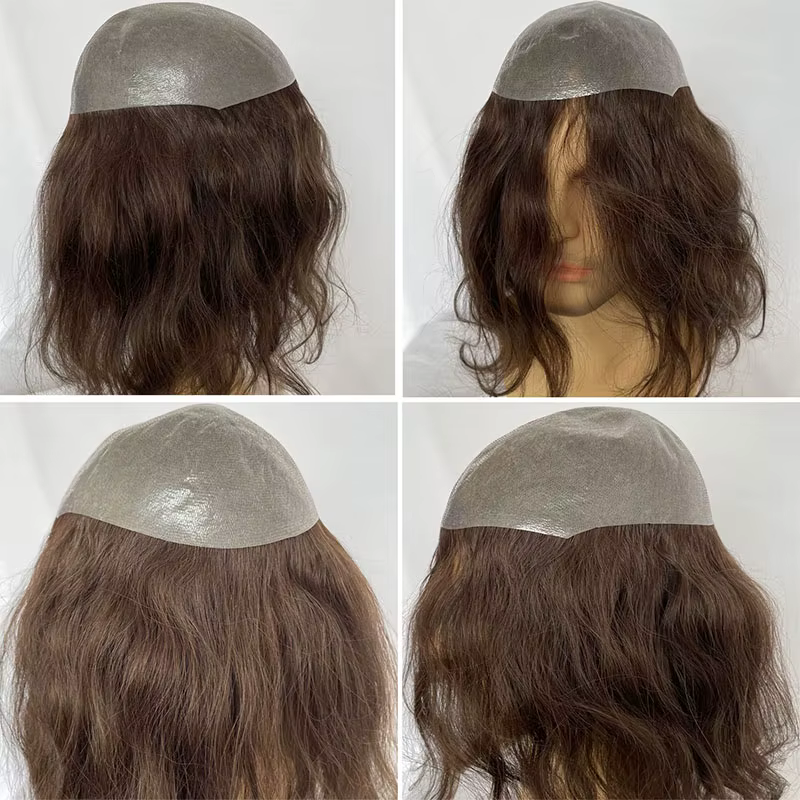 Perruque naturelle en cheveux humains vierges européens de 12 pouces